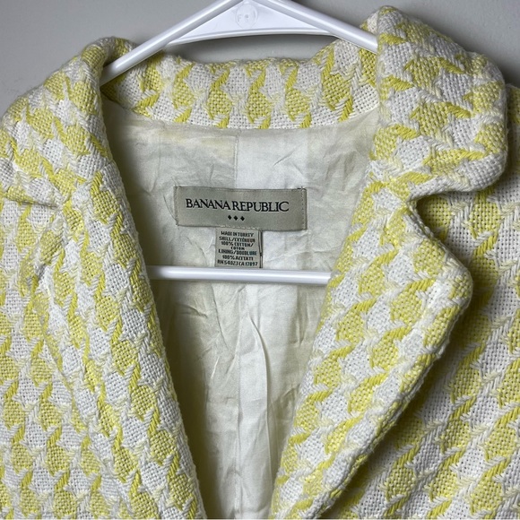 Banana Republic yellow white houndstooth coat xs - Picture 7 of 8